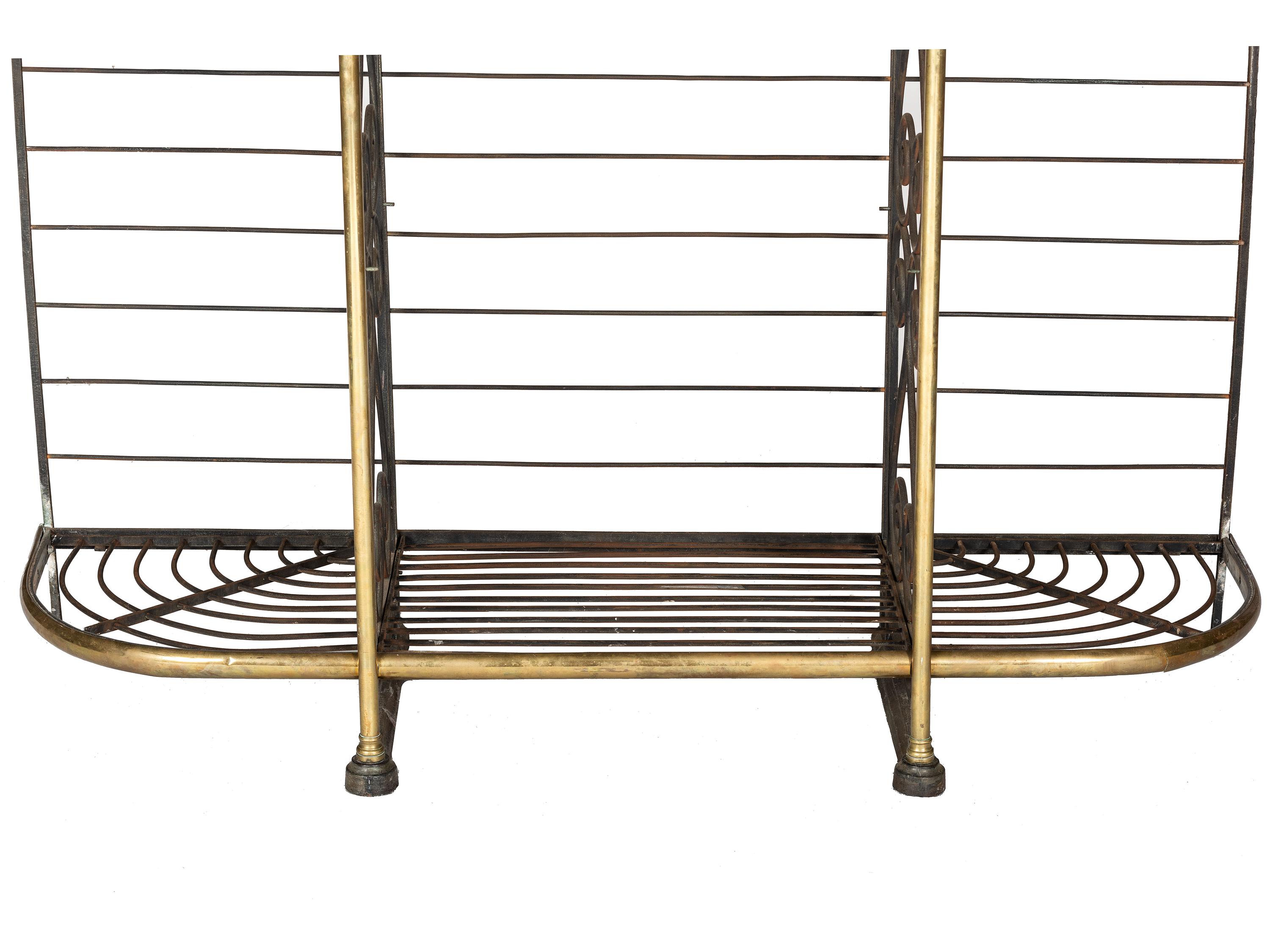 A Damerval Freres Cast Iron and Brass Baker's Rack