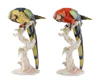 A Pair of Rosenthal Porcelain Parrot Figures