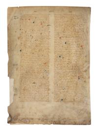 AN IMPORTANT UNIVERSITY TEXT ROBERT HOLCOT (1290-1349), Opus quaestionum super sententias (a commentary on the Sentences of Peter Lombard), in Latin, bifolium on vellum [France, Paris, c. 1350]