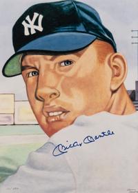 A Mickey Mantle Signed Autograph 1953 Topps Portrait by Gerry Dvorak (Beckett Authenticaton Services Letter)