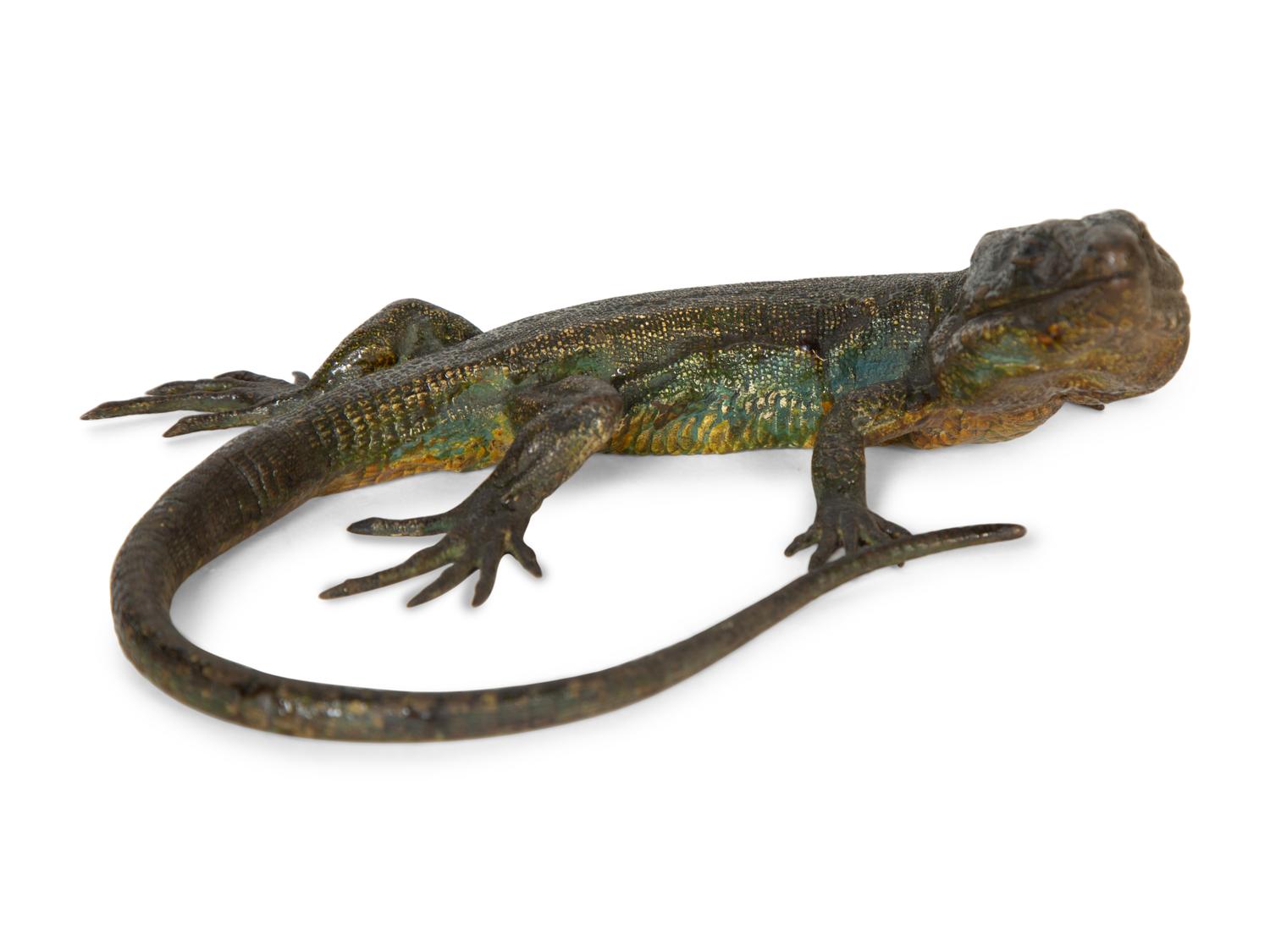 A Bergmann Austrian Cold-Painted Bronze Canary Island Lizard (No. 4133) — 19th Century