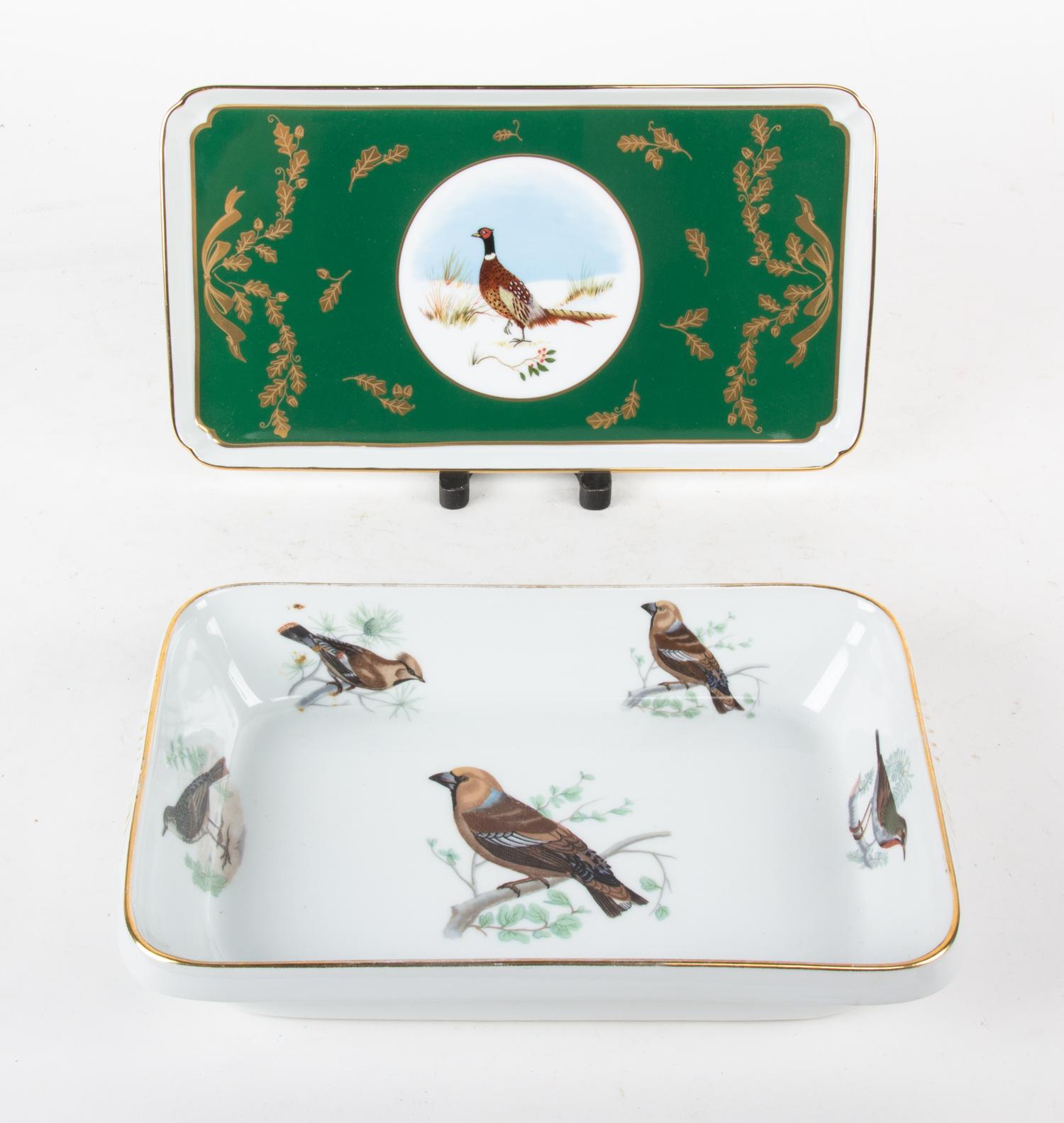 Two Porcelain Serving Dishes Length of largest 12 1/4 inches.