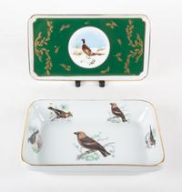 Two Porcelain Serving Dishes Length of largest 12 1/4 inches.