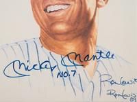 A Mickey Mantle Inscribed No. 7 Signed Autograph Living Legends Ron Lewis Print (Beckett Authentication Services Letter BAS Certified),
