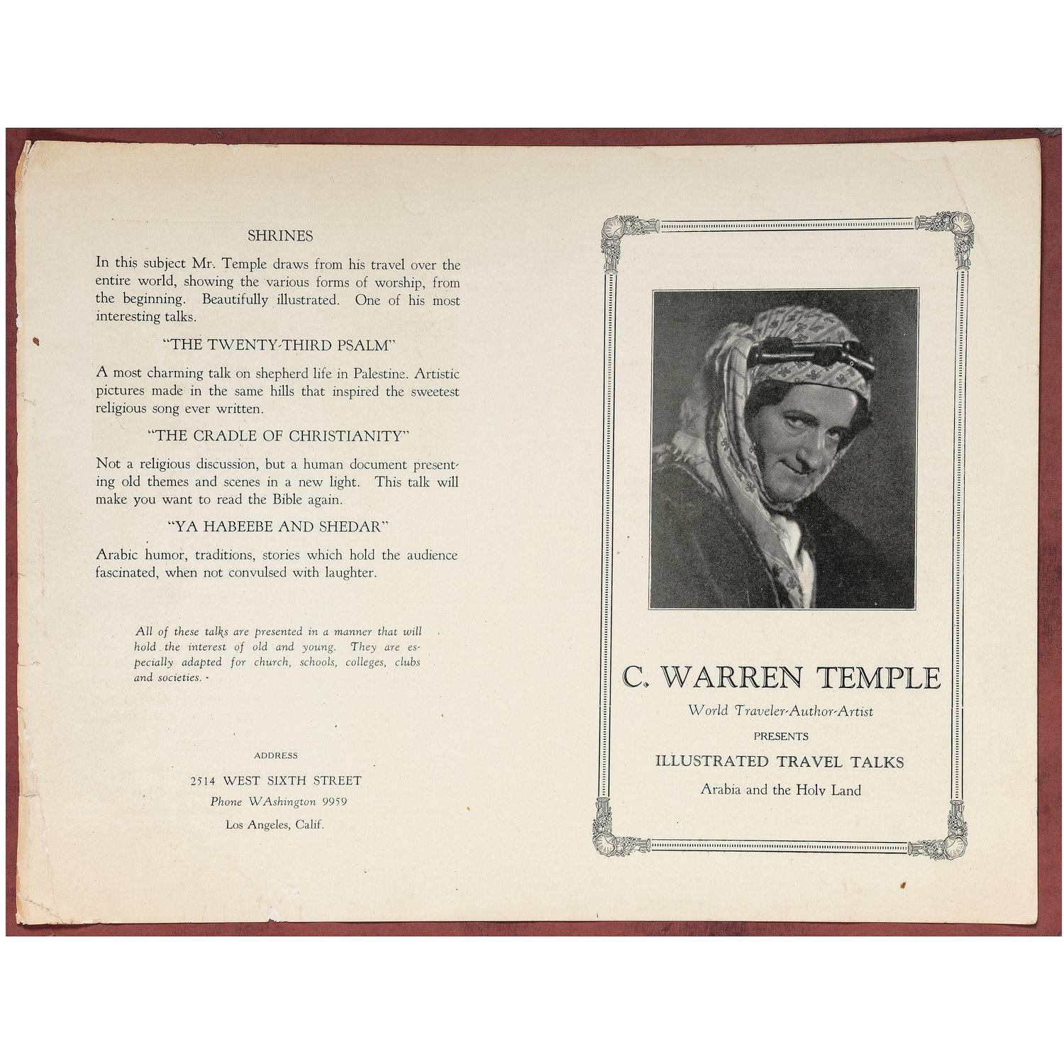 [EARLY PHOTOGRAPHY]. TEMPLE, C. Warren, photographer. Album containing photographs of the Holy Land. [Ca early 20th century].