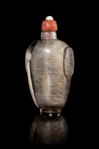 A Hair Crystal Snuff Bottle Height 2 3/4 inches.