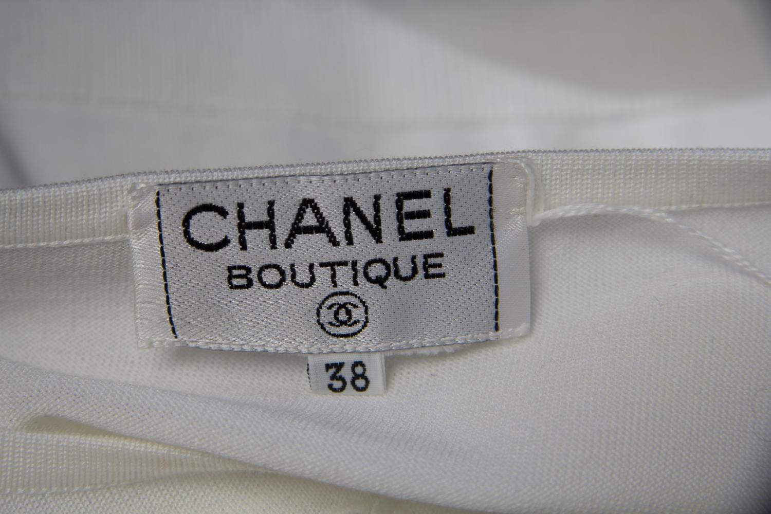 A Pair of Chanel White Cotton Tops, Size 40, size 38.