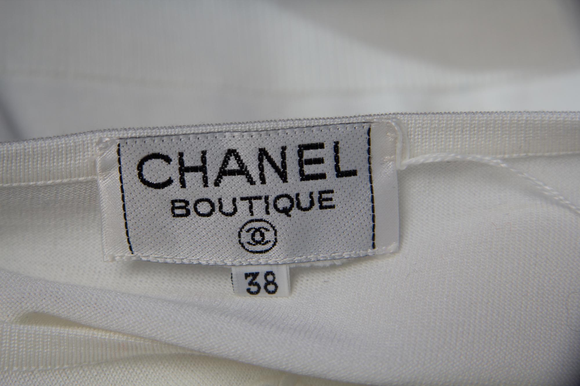 A Pair of Chanel White Cotton Tops, Size 40, size 38.