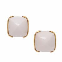 White Chalcedony and Yellow Gold Earrings