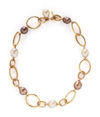 YELLOW GOLD AND BAROQUE PEARL NECKLACE