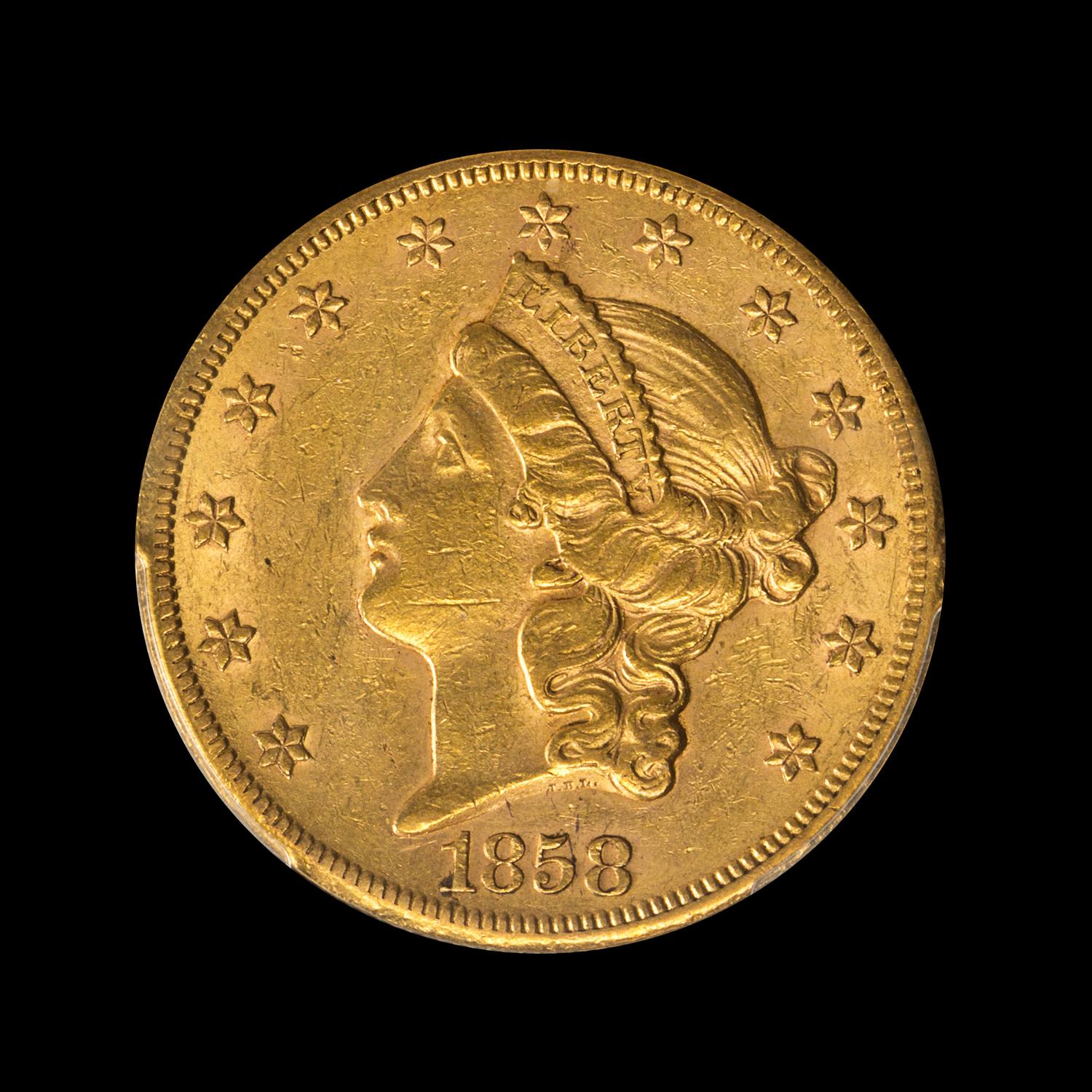 A United States 1858-S Liberty Head $20 Gold Coin