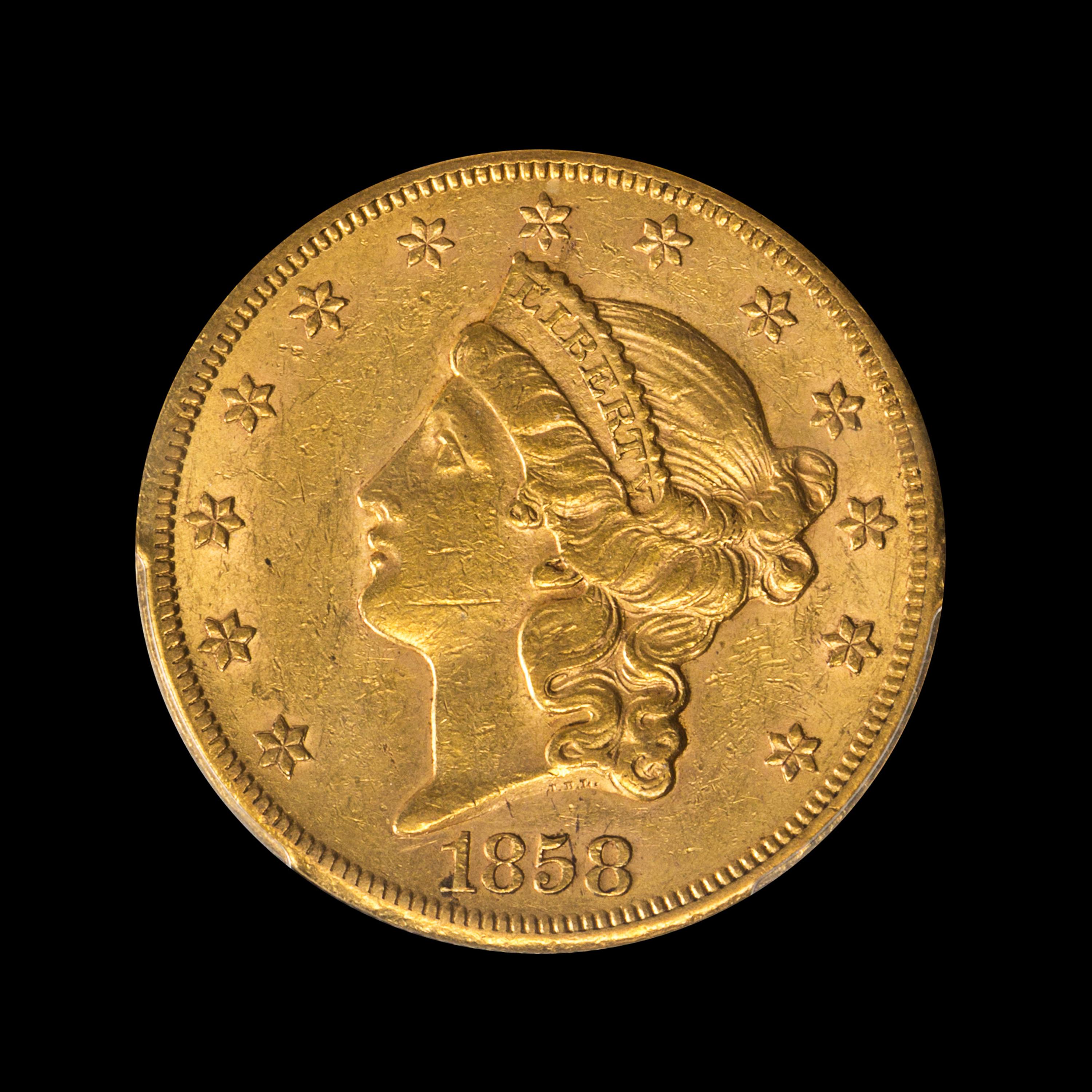 A United States 1858-S Liberty Head $20 Gold Coin