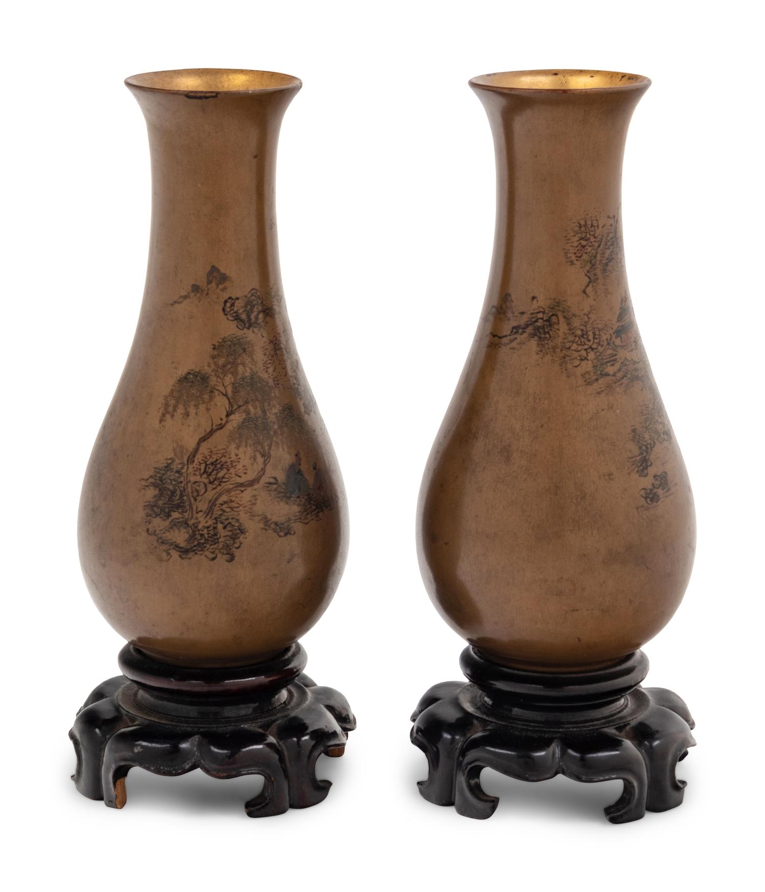 A Pair of 'Bodiless' Lacquer Vases