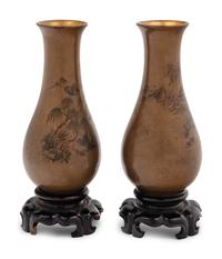 A Pair of 'Bodiless' Lacquer Vases
