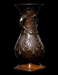 A Japanese Bronze Pear-Shaped Vase