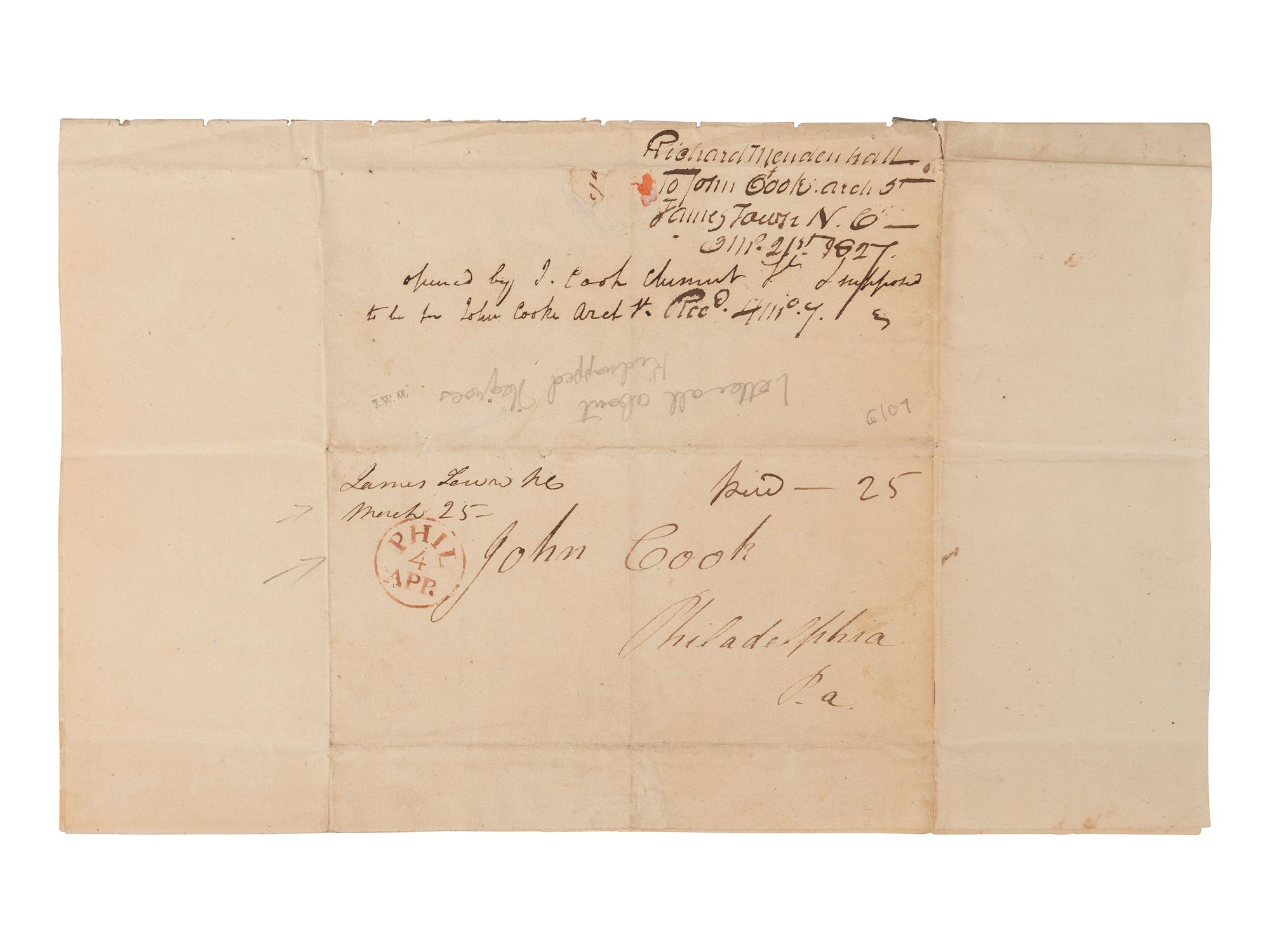 [ABOLITION]. Quaker letter regarding slavery & kidnapping of free Black people. Jamestown, NC, 1827.