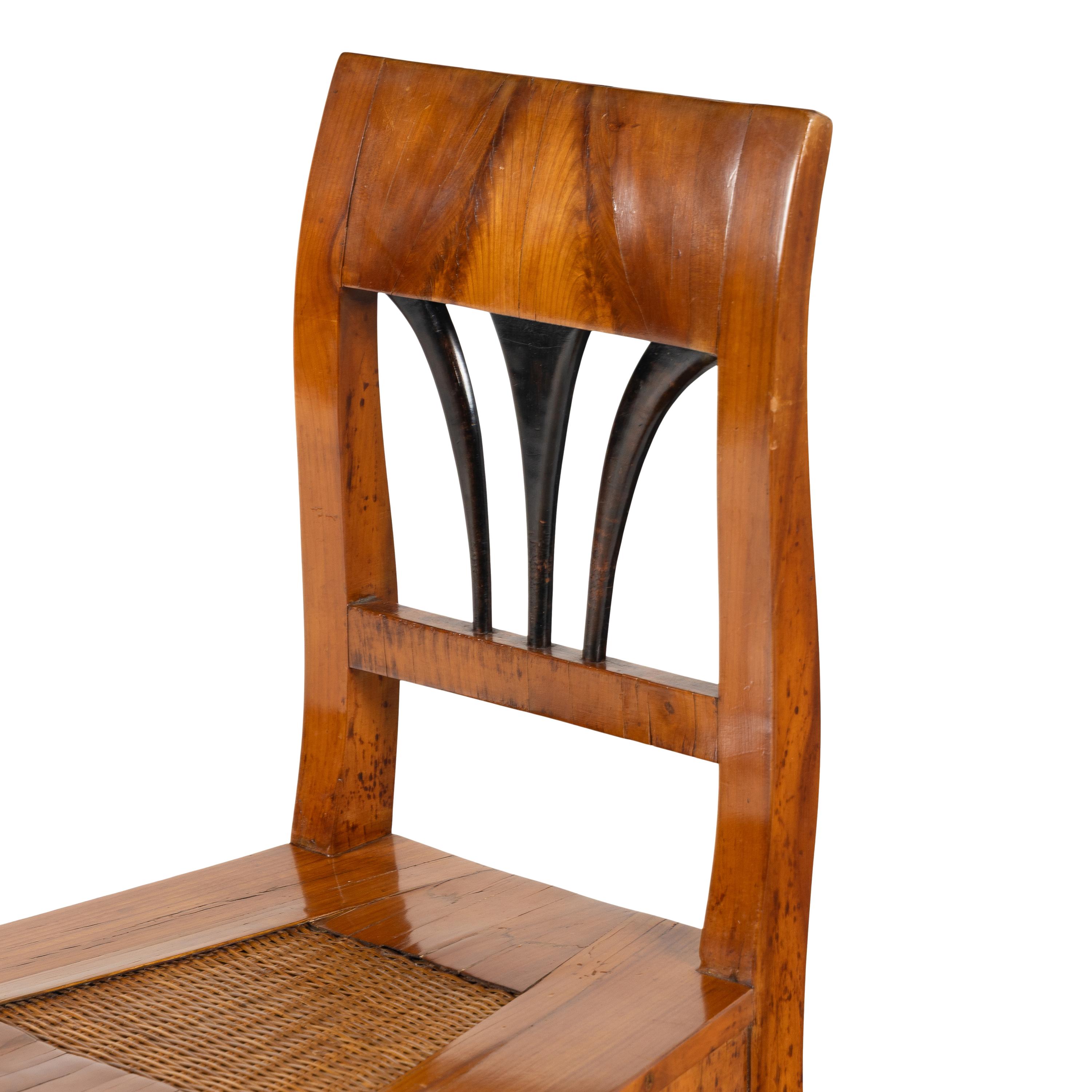 A Biedermeier Part Ebonized Cherrywood Side Chair
