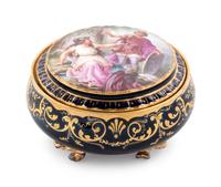 A Vienna Painted and Parcel Gilt Porcelain Covered Box