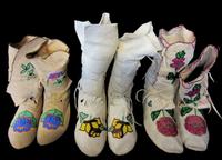 Three pairs of Crow beaded women's moccasins first half 20th century