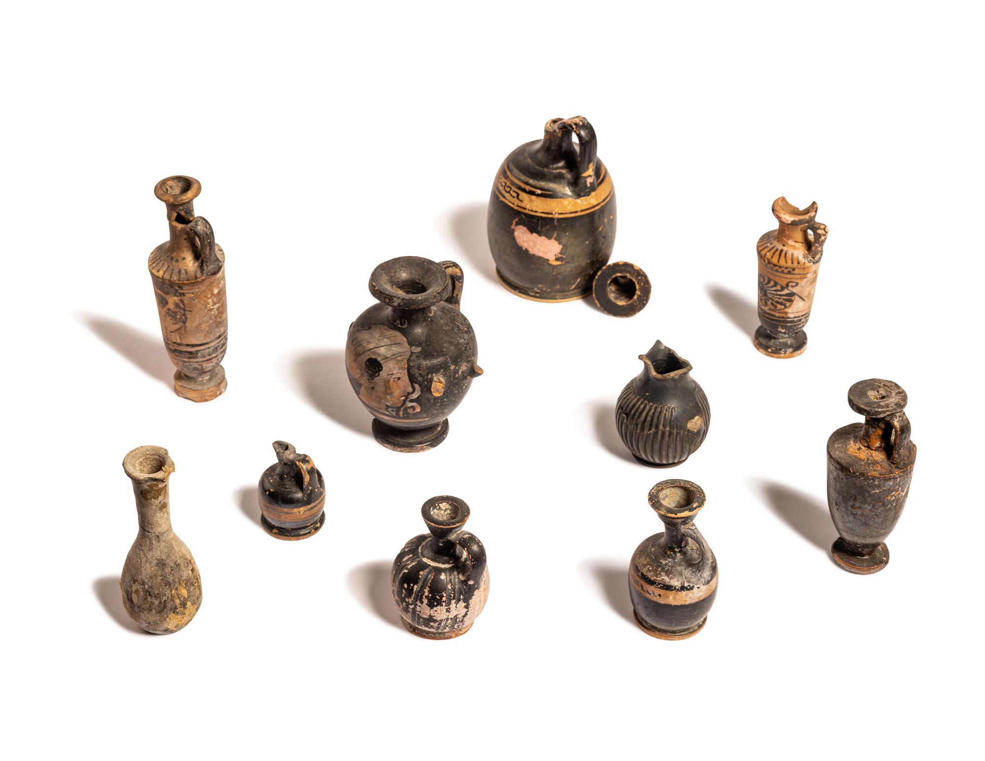 A Group of Eleven Greek Pottery Vessels