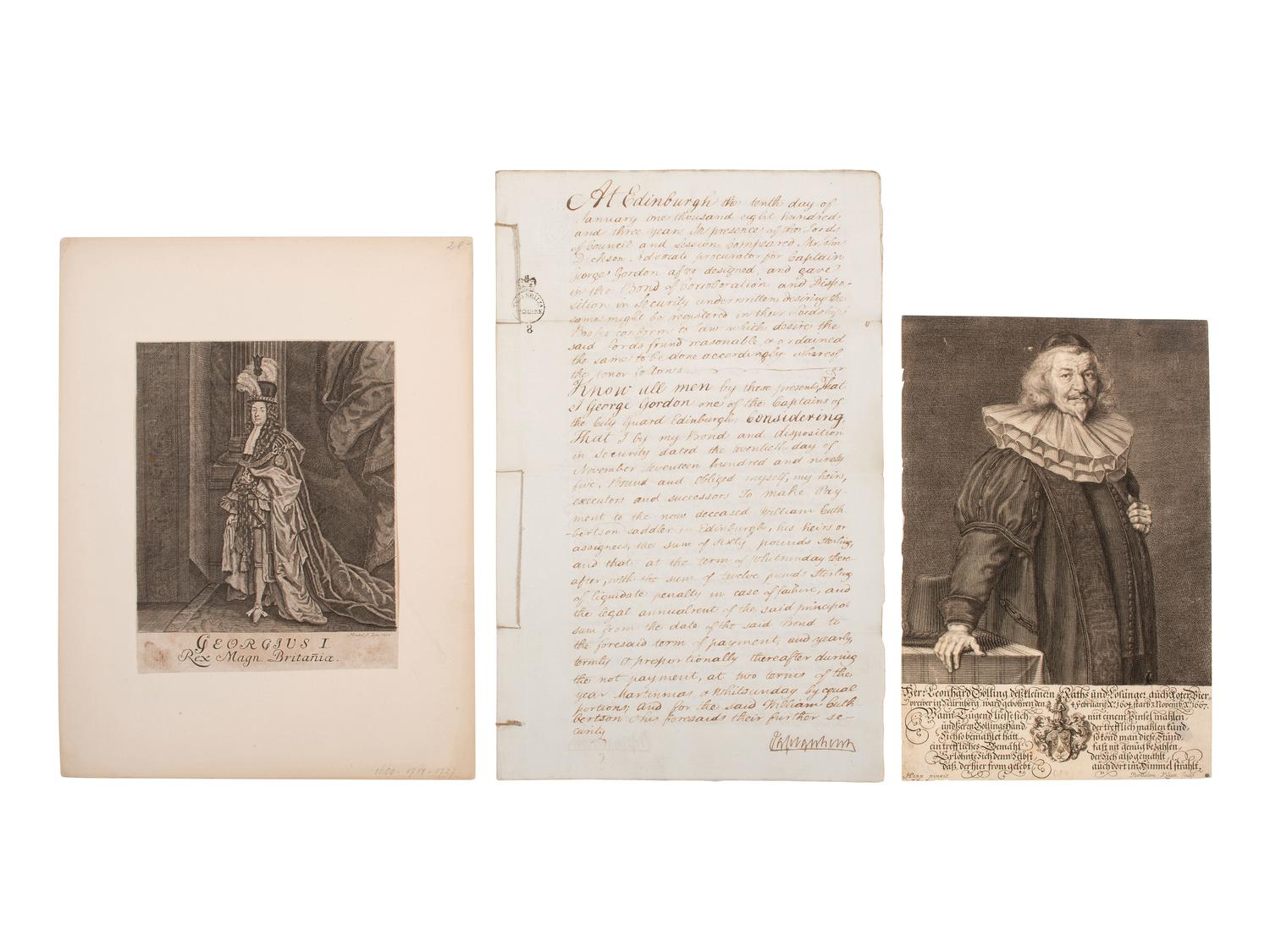 [BRITISH COLONIAL IMPRINTS]. A group of imprints, indentures, and other documents.