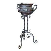 A Hammered Copper and Iron Planter 21" W x 21" D x 39" H — Italy, 20th Century