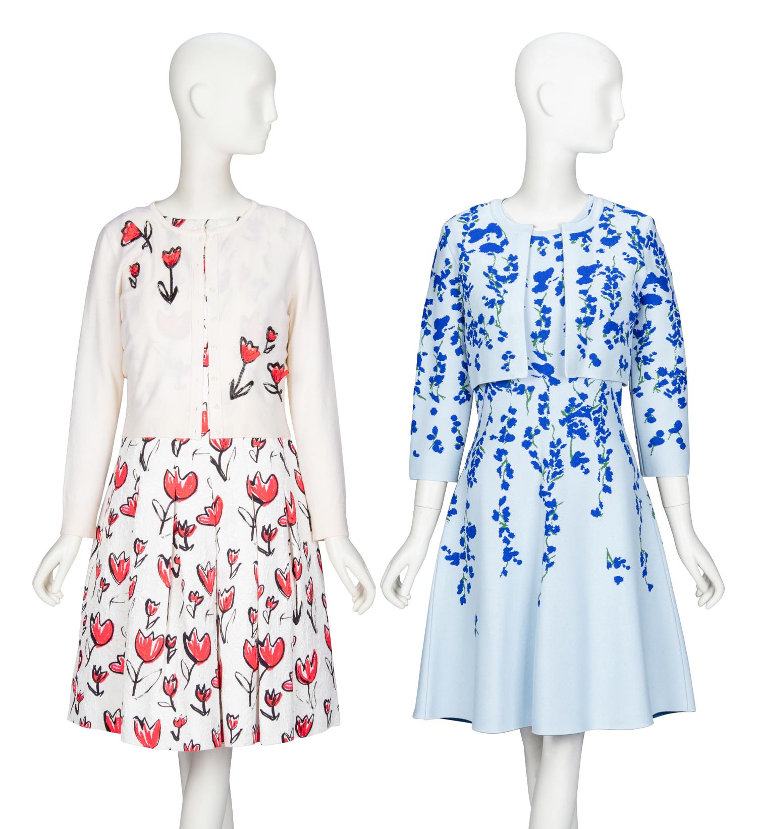 Oscar de la Renta & Carolina Herrera, Two Cardigan & Dress Ensembles