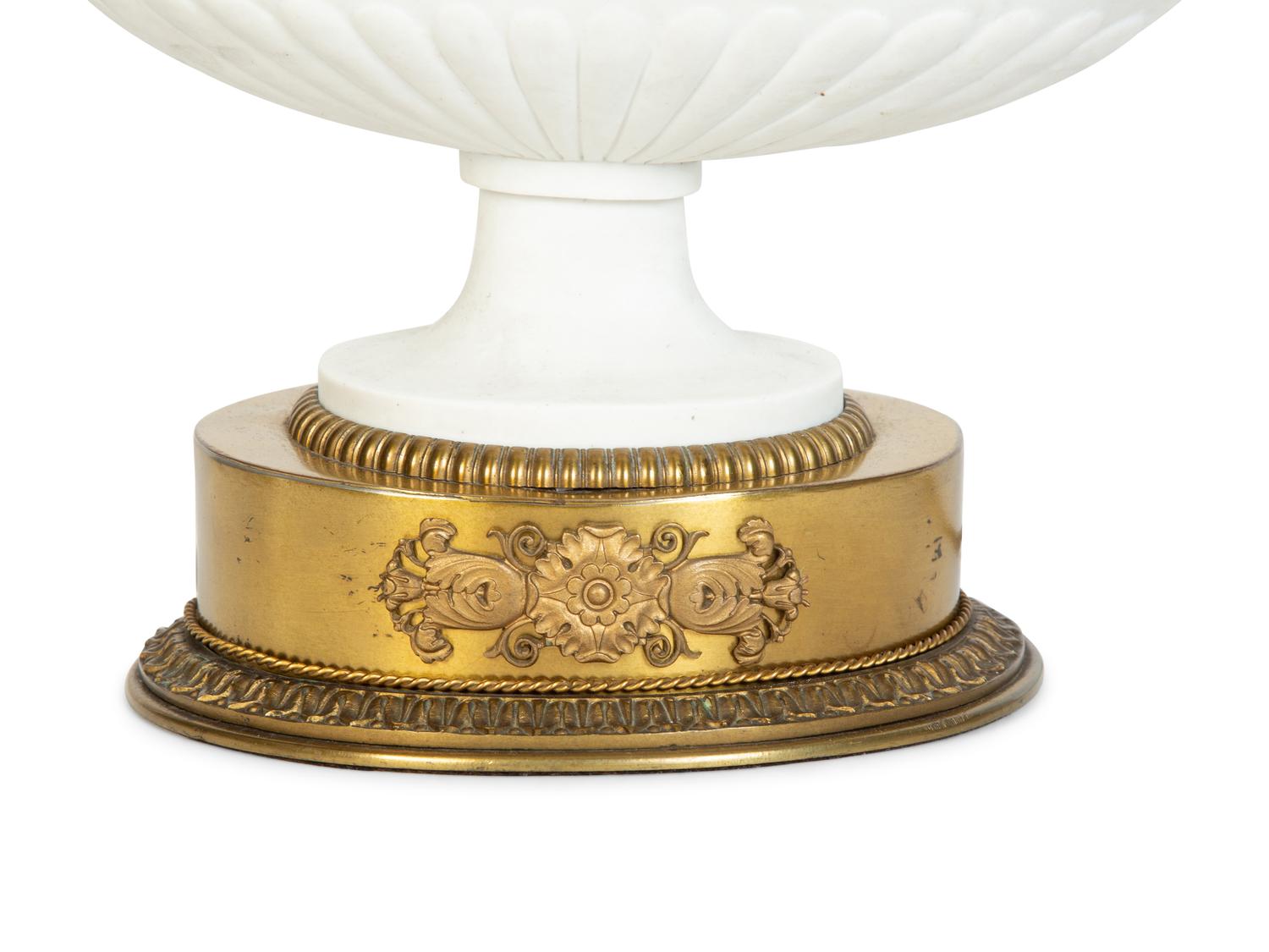 A Gilt Metal Mounted Parian Ware Table Lamp