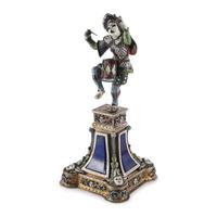 An Austrian Silver, Enamel and Hardstone Mounted Figure of a Drummer Clown