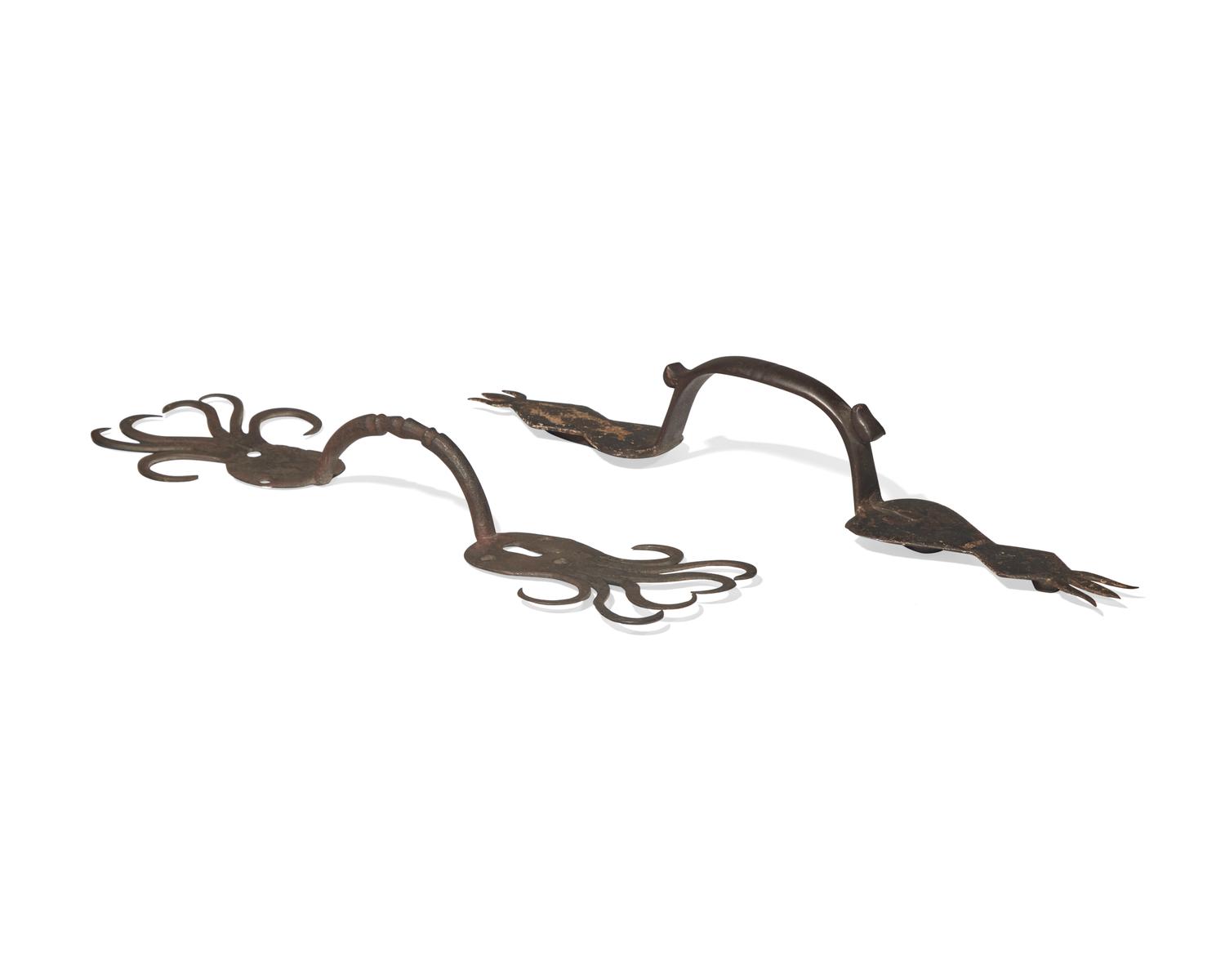 Two Wrought Iron Door Pulls, Pennsylvania, 18th / Early 19th Century
