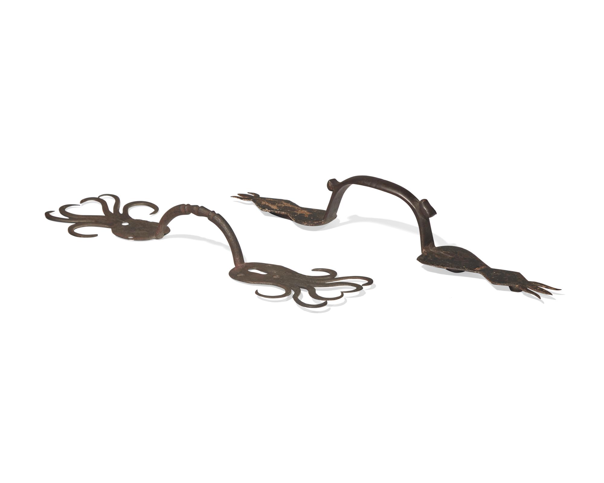 Two Wrought Iron Door Pulls, Pennsylvania, 18th / Early 19th Century