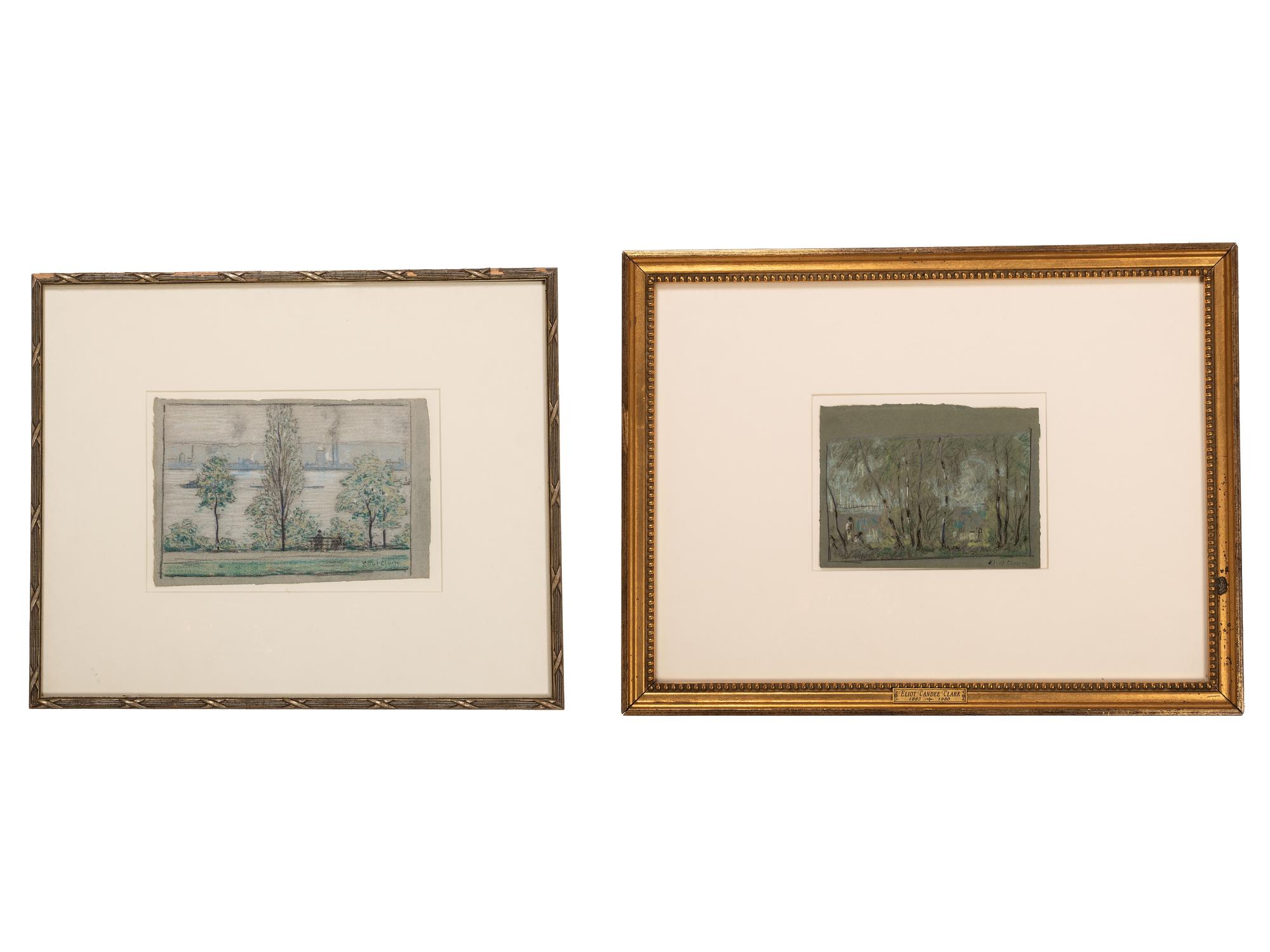 Eliot Candee Clark (American, 1883-1980) — Hudson River from Riverside Park and Early Spring in Central Park (two works)