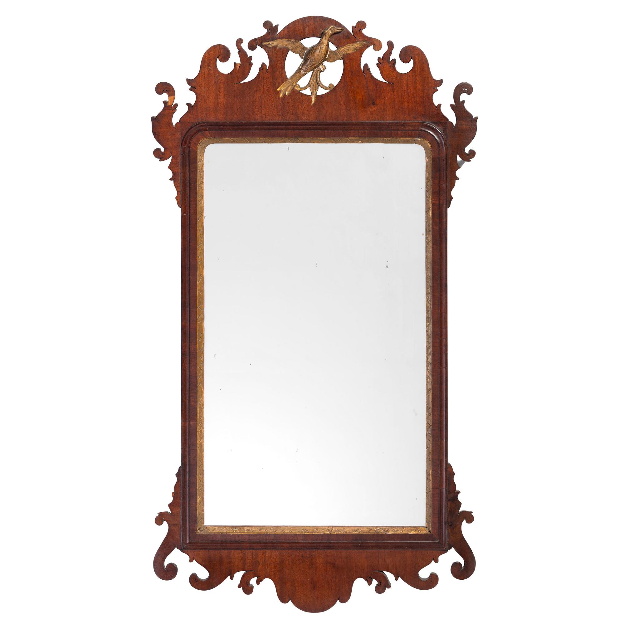 A Chippendale Parcel-Gilt Mahogany Looking Glass