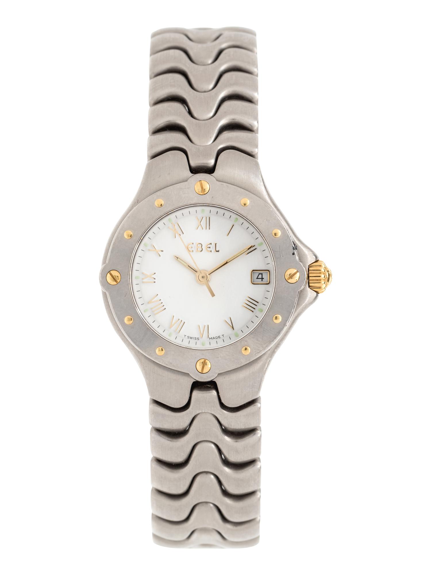 EBEL, STAINLESS STEEL 'SPORTWAVE' WRISTWATCH