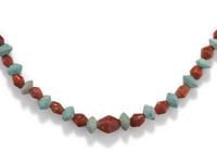 An Egyptian Carnelian and Faience Bead Necklace