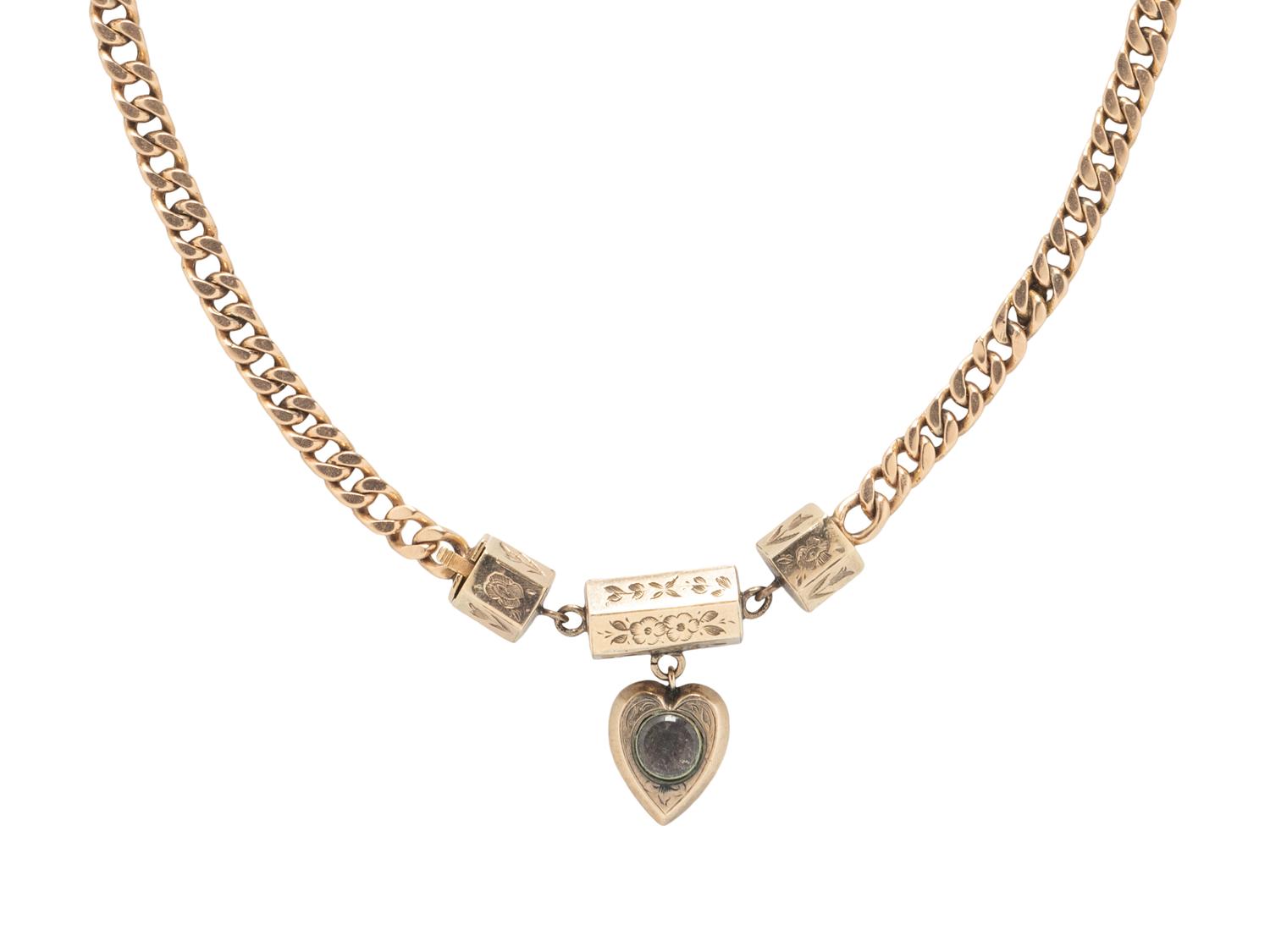 VICTORIAN, YELLOW GOLD MOURNING NECKLACE AND DIAMOND BANGLE BRACELET