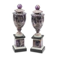 A Pair of Amethyst and Marble Urns