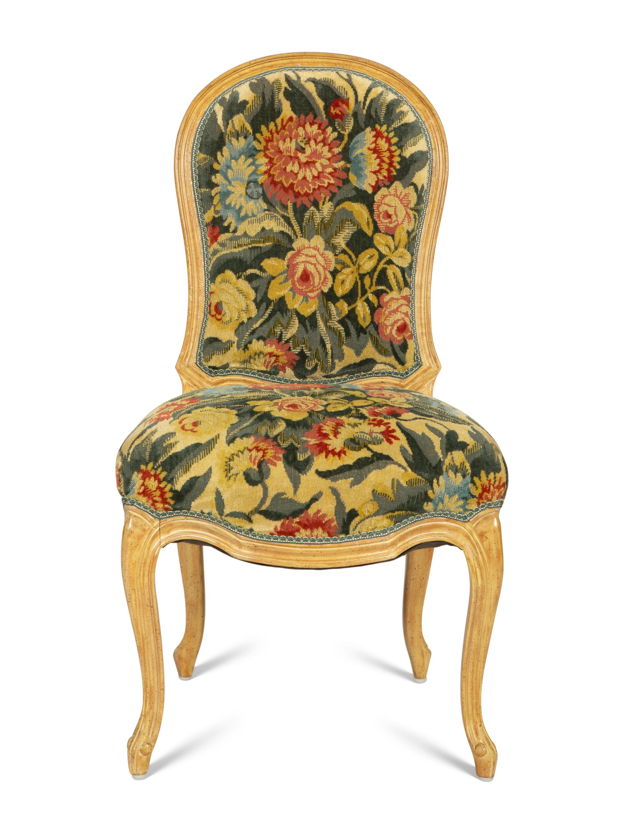 A Set of Eight Louis XV Style Painted Dining Chairs