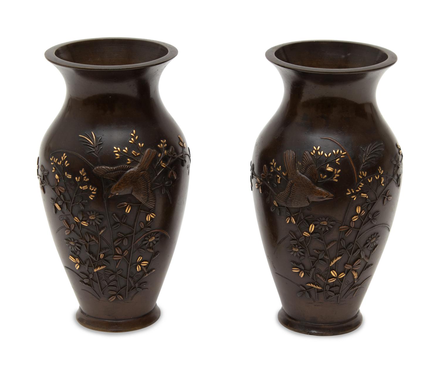 A Pair of Japanese Bronze Vases — 20TH CENTURY