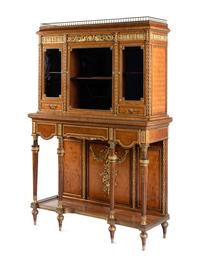A Louis XVI Style Gilt Bronze Mounted Parquetry Cabinet-on-Stand