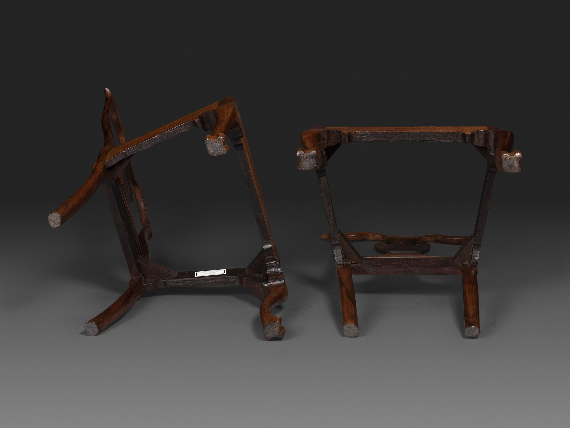 A Pair of Queen Anne Carved Walnut Trifid Foot Side Chairs