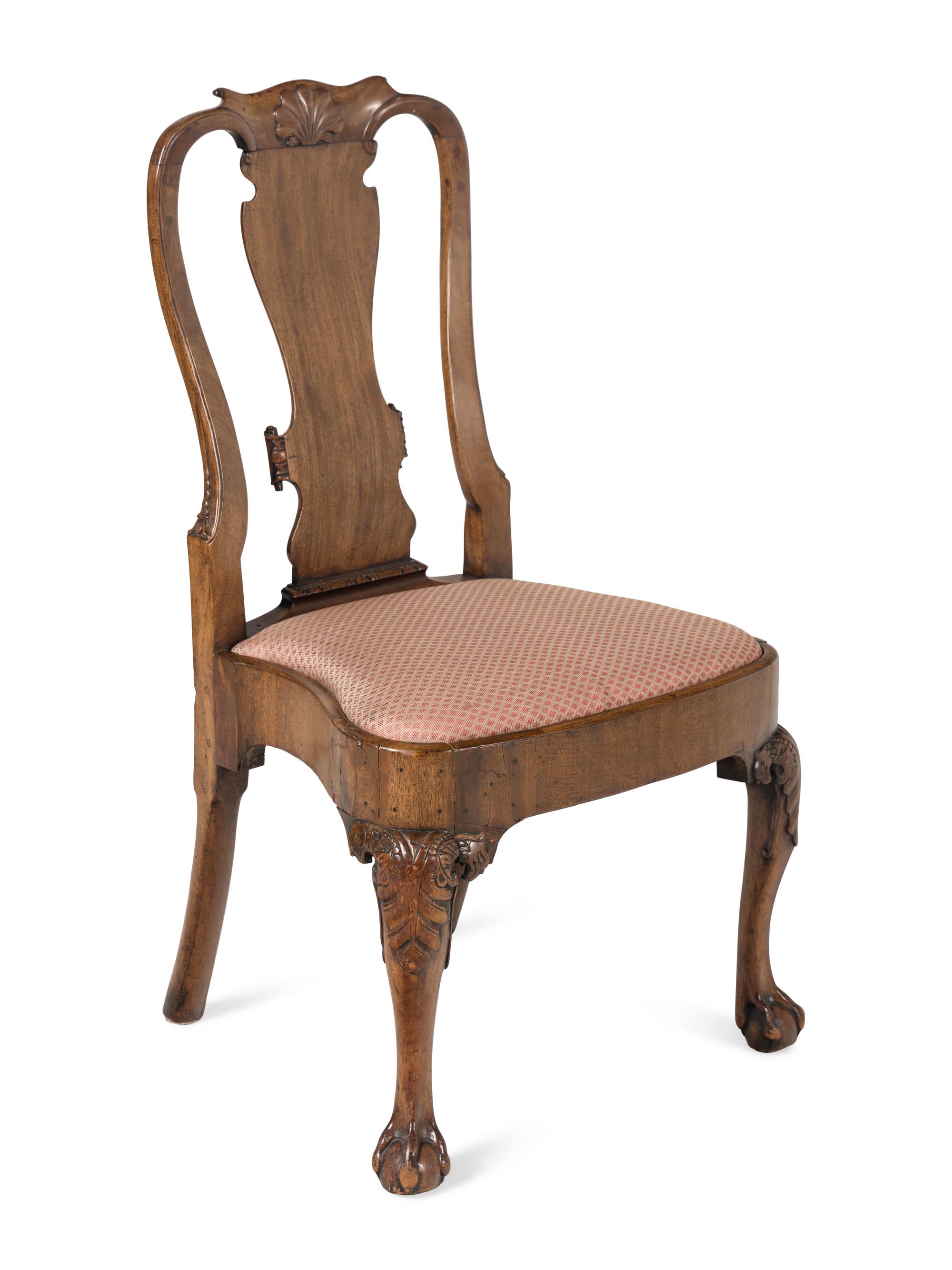 Four Queen Anne Shell Carved Mahogany Chairs