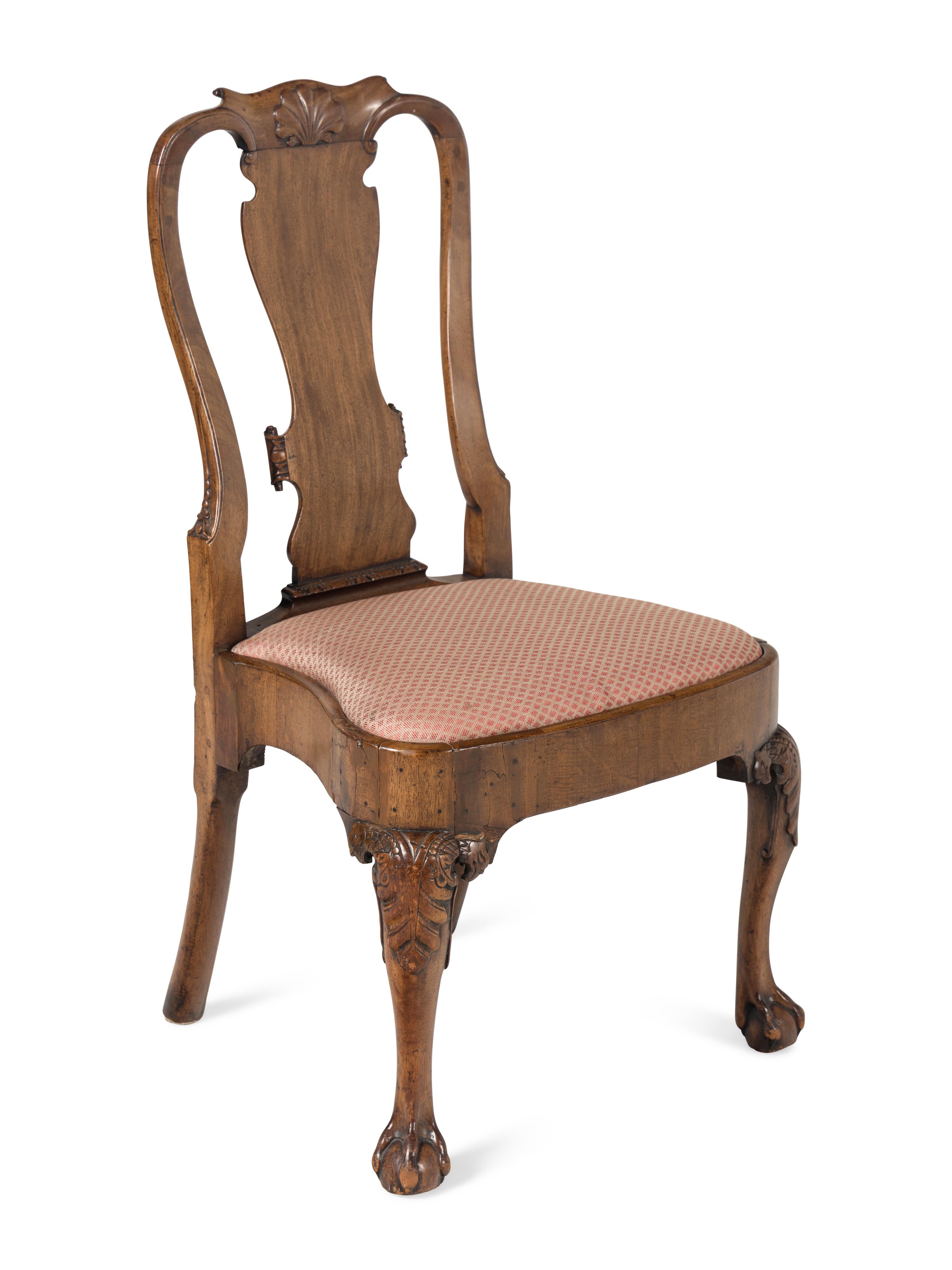 Four Queen Anne Shell Carved Mahogany Chairs