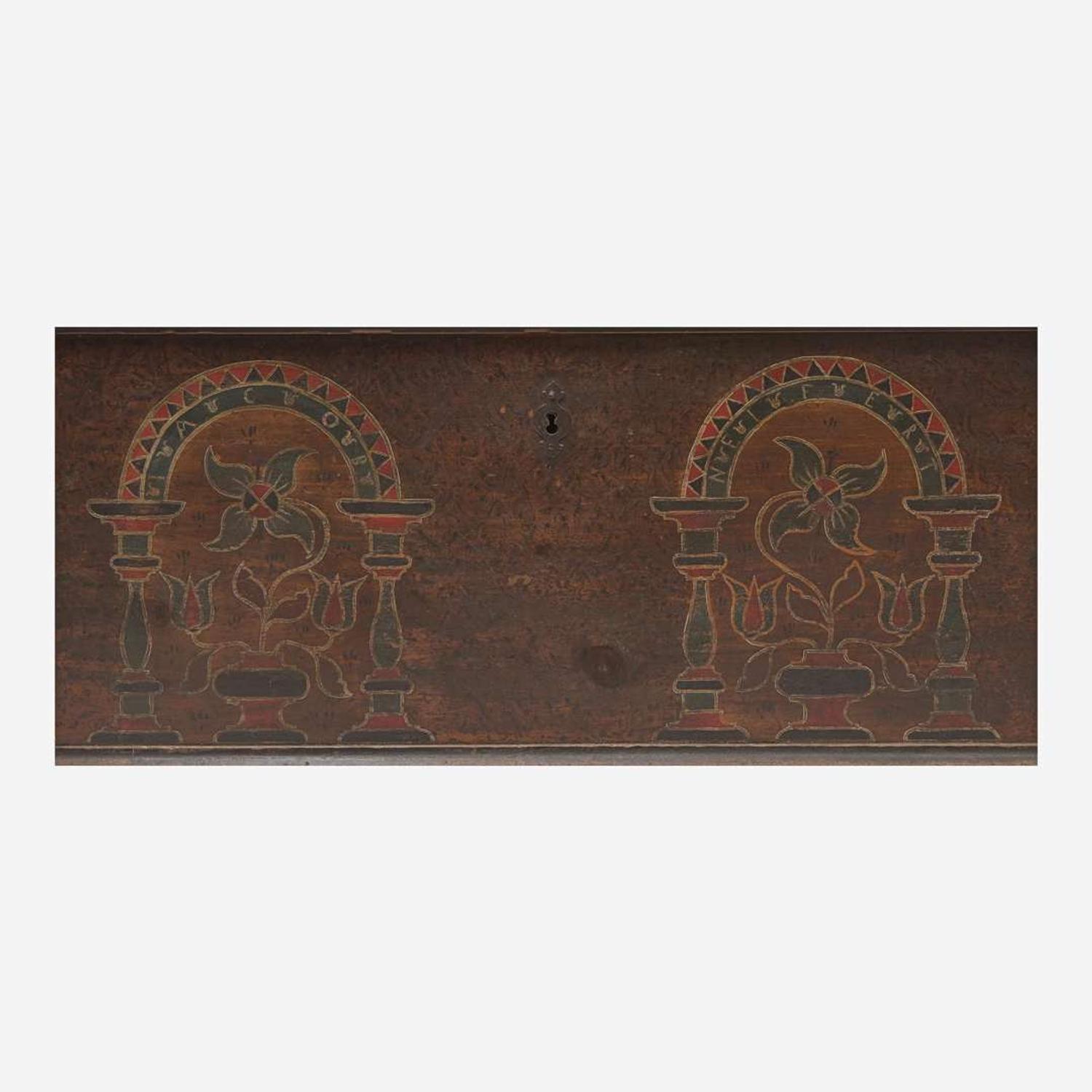 A painted and decorated blanket chest for Jacob Neifert Berks County, PA, late 18th century
