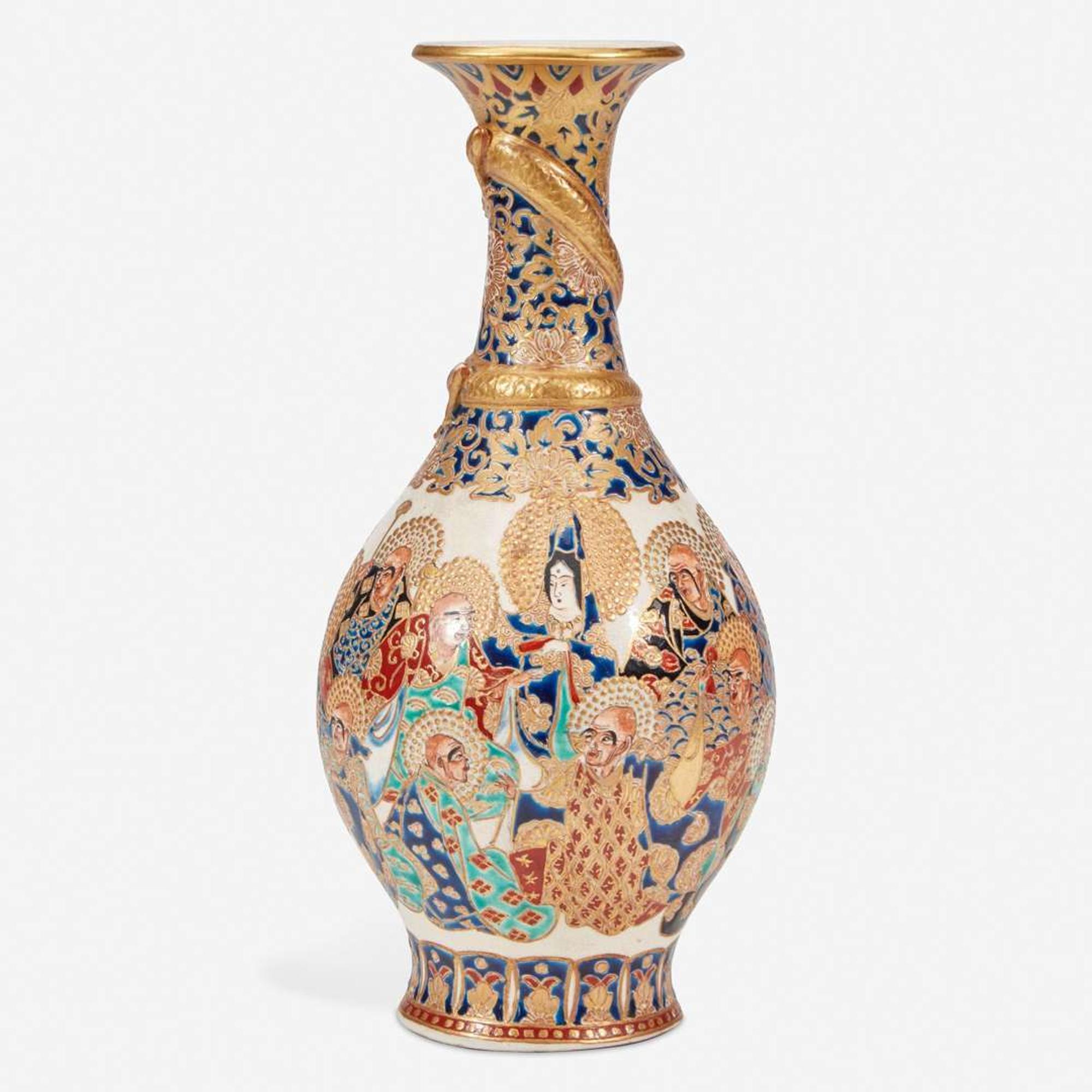A Japanese enameled Satsuma pottery vase 19th century