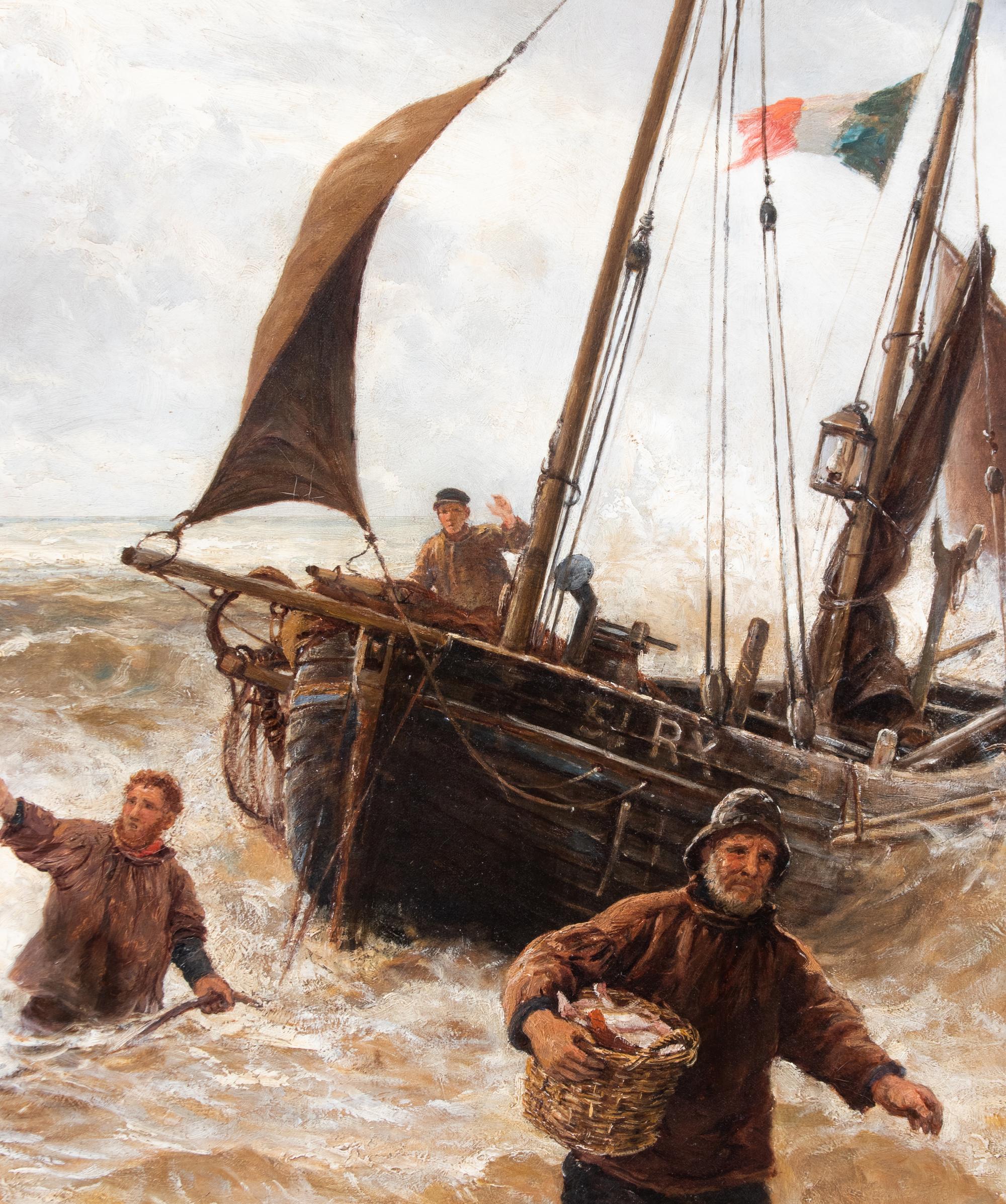 William H. Burrows (British, 1840–1905) Hailing the Capstan oil on canvas