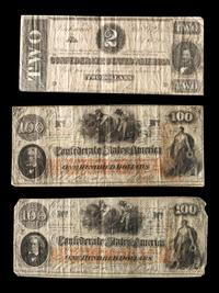 [CONFEDERATE STATES OF AMERICA] A Group of Three Notes
