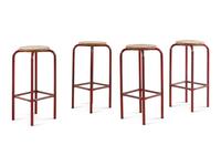 A Set of Four Painted Metal Stools