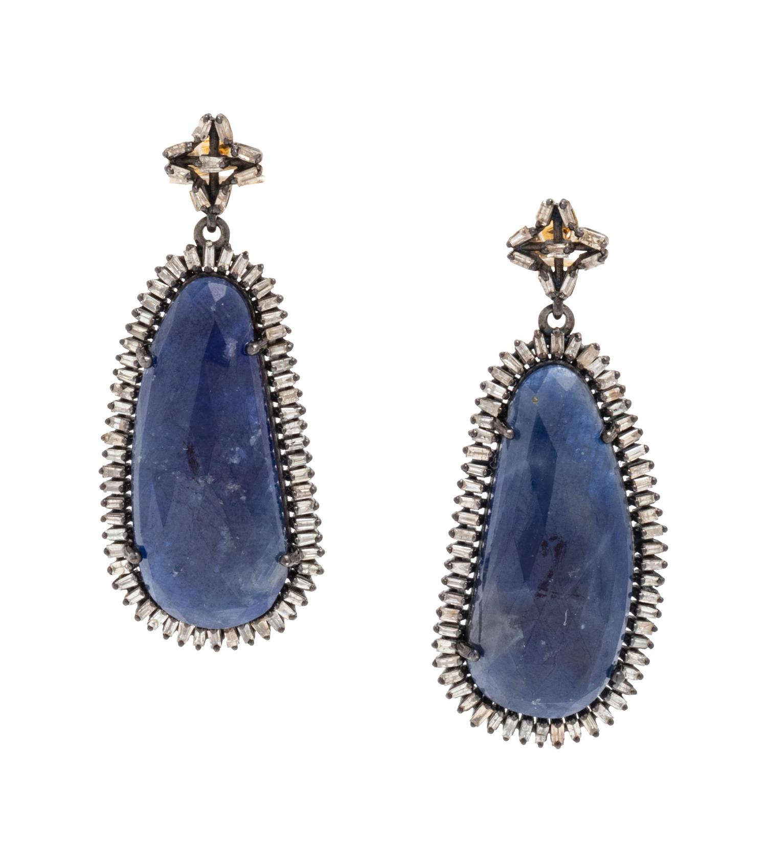SAPPHIRE AND DIAMOND EARRINGS