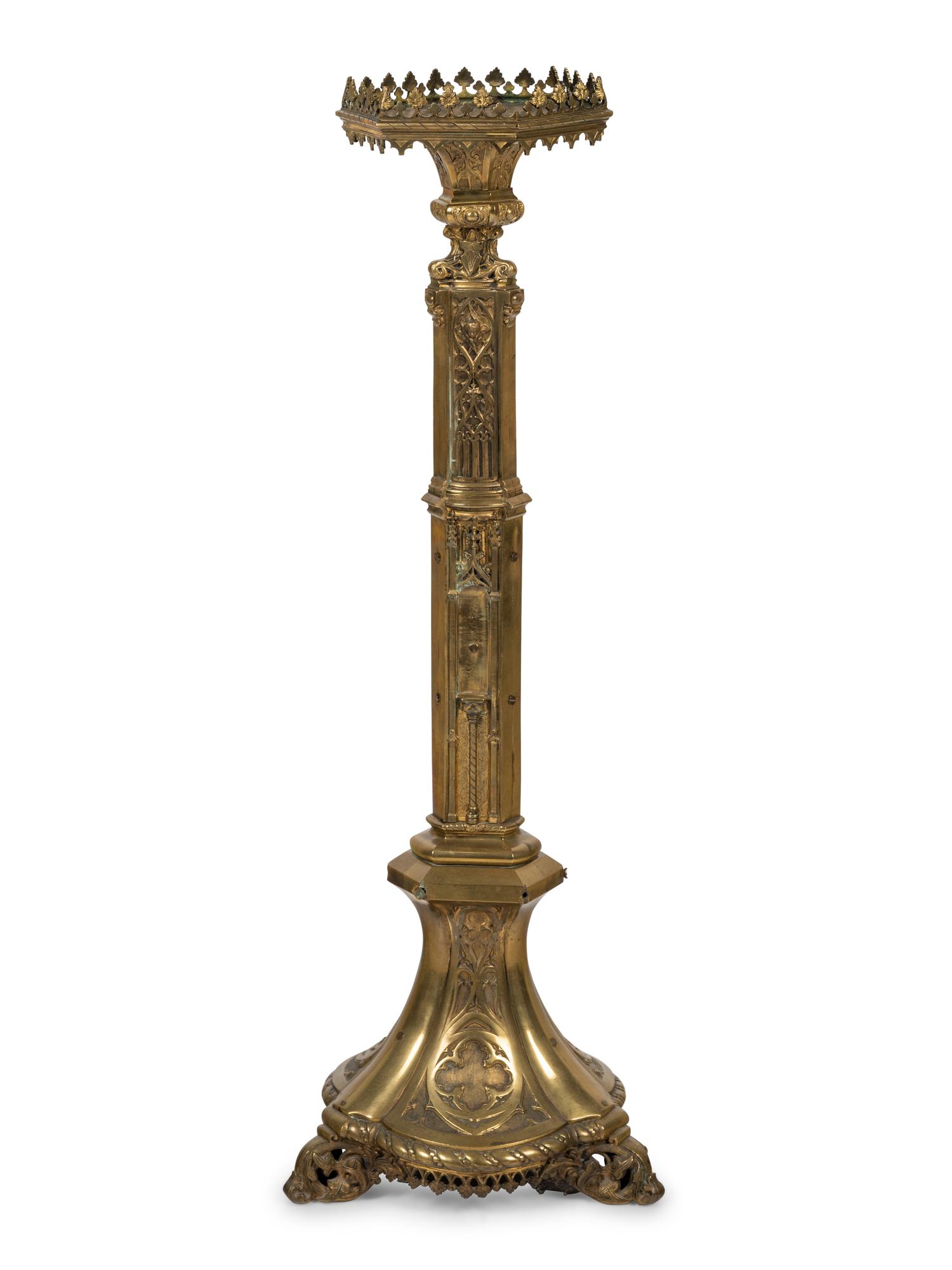 A Gothic Revival Gilt Metal Pricket